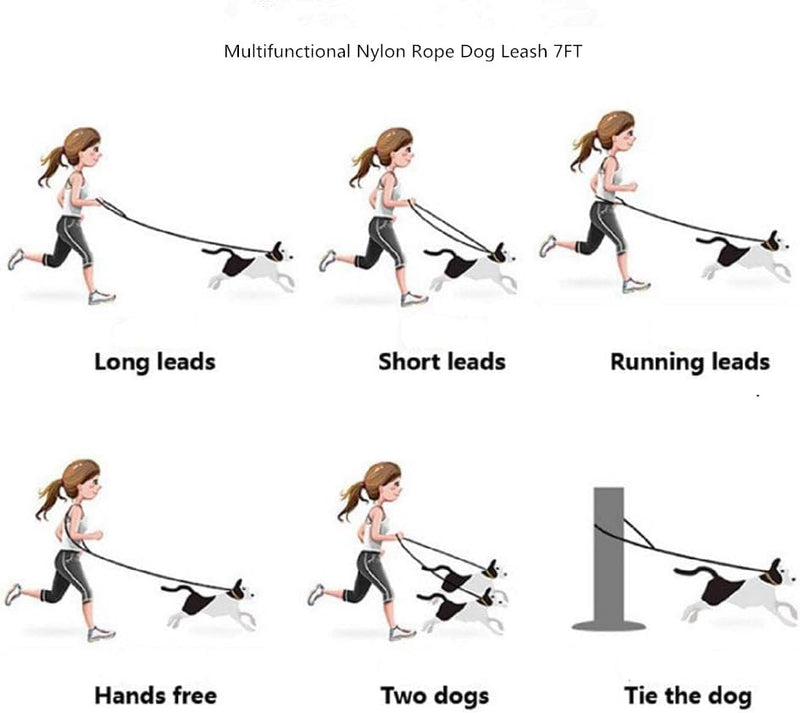 Hands Free Dog Leash 7FT, Nylon Rope Waist Leash for Dog Walking Running 7FT x10MM Pink