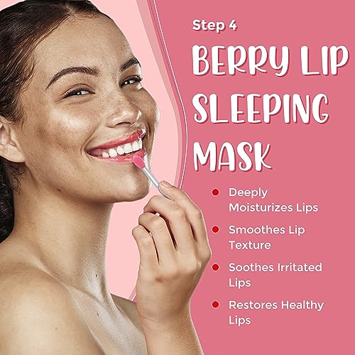 6-in-1 Lip Care Kit With Lip Sleeping Mask, Silicone Brush, Sugar Lip Scrub, Lip Mask Sheet to Reveal Luscious, Lip Exfoliator Scrub to Soft Lips – Korean Lip Therapy Set for a Fuller 6-in-1 Lip Care Kit