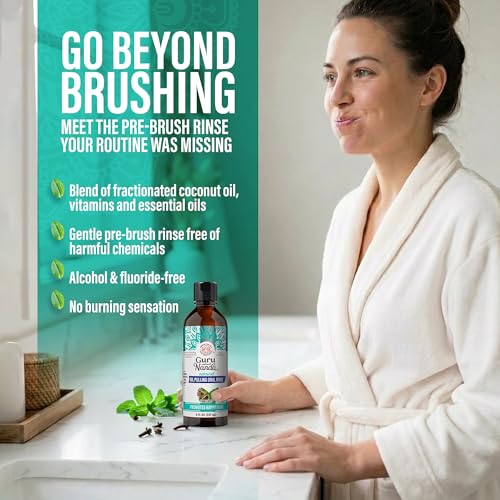 GuruNanda Complete Oral Care Bundle – Sensitive 16-Day Whitening Strips & CocoMint Oil Pulling with Toothbrush & Tongue Scraper for Clean Teeth & Fresh Breath