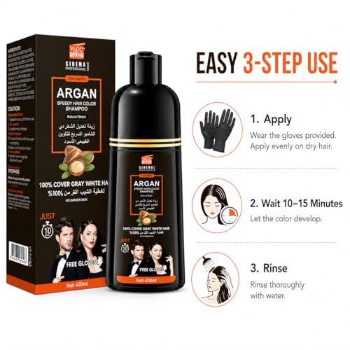 Dark Brown Hair Dye Shampoo, 2-in-1, 420ml, Gray Coverage Dark Brown