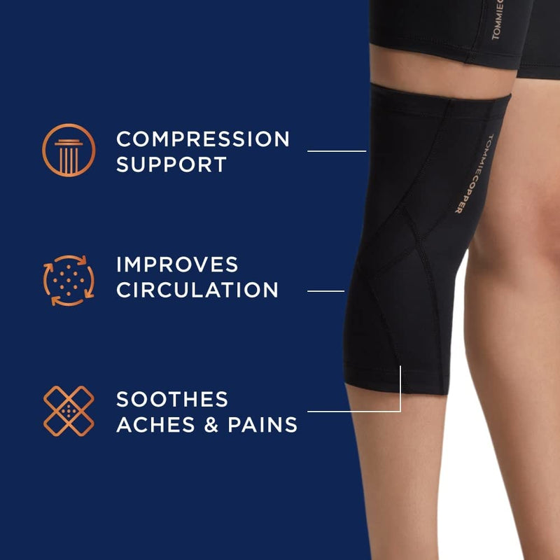 Tommie Copper Performance Compression Knee Sleeve l Knee Brace for Joint Support l Men and Women Medium Black With Tonal Stitch - BeesActive Australia