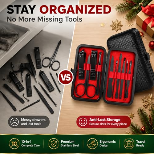 10-Pc Manicure Stocking Stuffers for Men,Teen Boy, Gift Ideal for Boyfriend