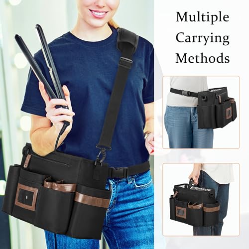 BAFASO Insulated Hairdresser Bag with Adjustable Waist Belt, Black