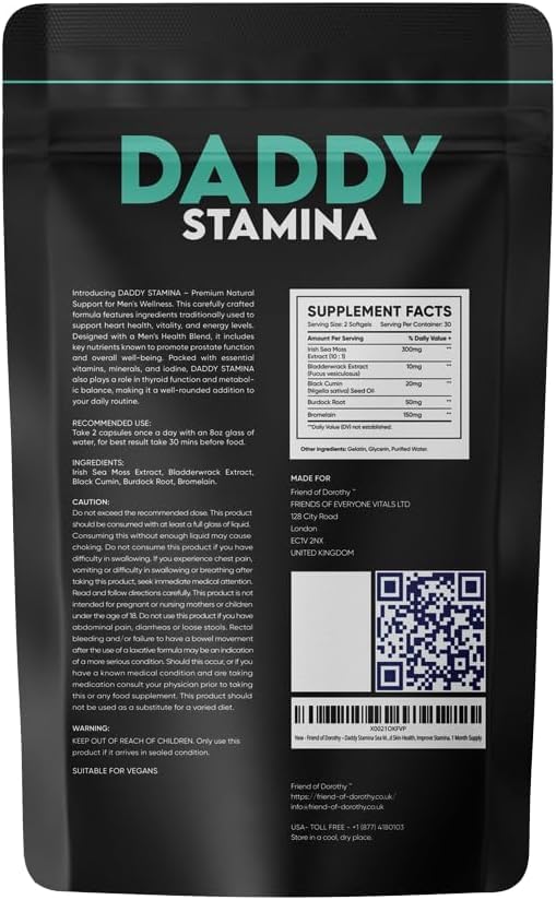 Daddy Stamina Sea Moss Capsules - Pure Seaweed Supplement for Energy and Skin Health, Ultimate Anti-Aging Natural Supplement for Men 1