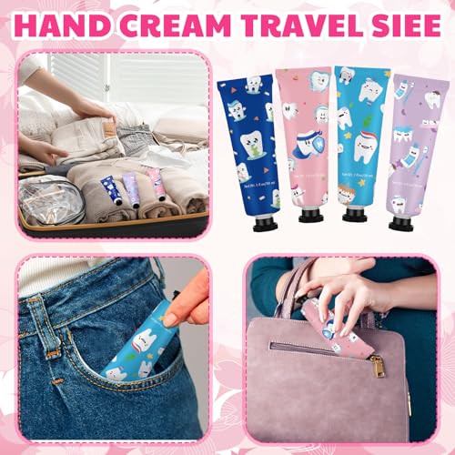 Loopeer 24 Pcs Dental Gifts Bulk Dental Hygienist Gifts Teeth Themed Hand Creams Travel Size Mini Hand Lotion for Women Coworkers World Oral Health Day (Teeth Theme) Teeth Theme