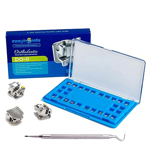 Dental Orthodontic Self-Ligating Metal Bracket Passive Dental Metal Braces with Open Tools Slot (ROTH 022 3 with HOOKS) ROTH 022 3 with HOOKS
