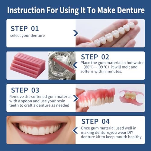 Kaimloyou Upper and Lower Denture Reline Kit,Provide A Comfortable, Soft, and Secure Fit with Cushioning, Helps Reduce Irritation and discomfort.