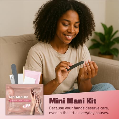Mini Mani Kit – Disposable Manicure Set with Nail Clipper, File, Buffer, Cuticle Stick, Remover Pad & Alcohol Wipe – Single-Use Nail Care Kit for Travel, Events, or Bulk Hygiene (Regular, 3, Count) Regular