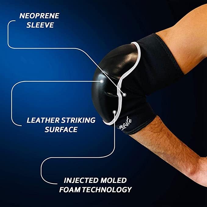 Muay Thai MMA Thai Elbow Protector Elbow Protector Tendinite Elbow Guard (Black*Black, Single)