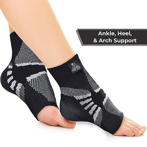 Nordic Lifting Ankle Brace Compression Sleeves (1 Pair) - Professional Support for Men Women Sprained Ankle Achilles Tendonitis Recovery & Prevention - Adjustable Fit with 1 Year Warranty Medium