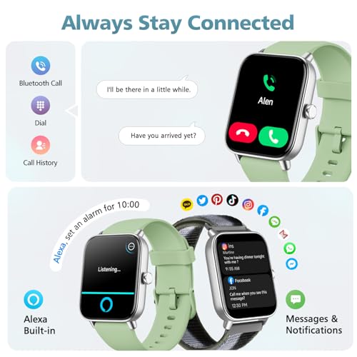 1.85" Smart Watches for Women Men, 120+ Sport Modes Fitness Tracker Watch Grass Green-Black