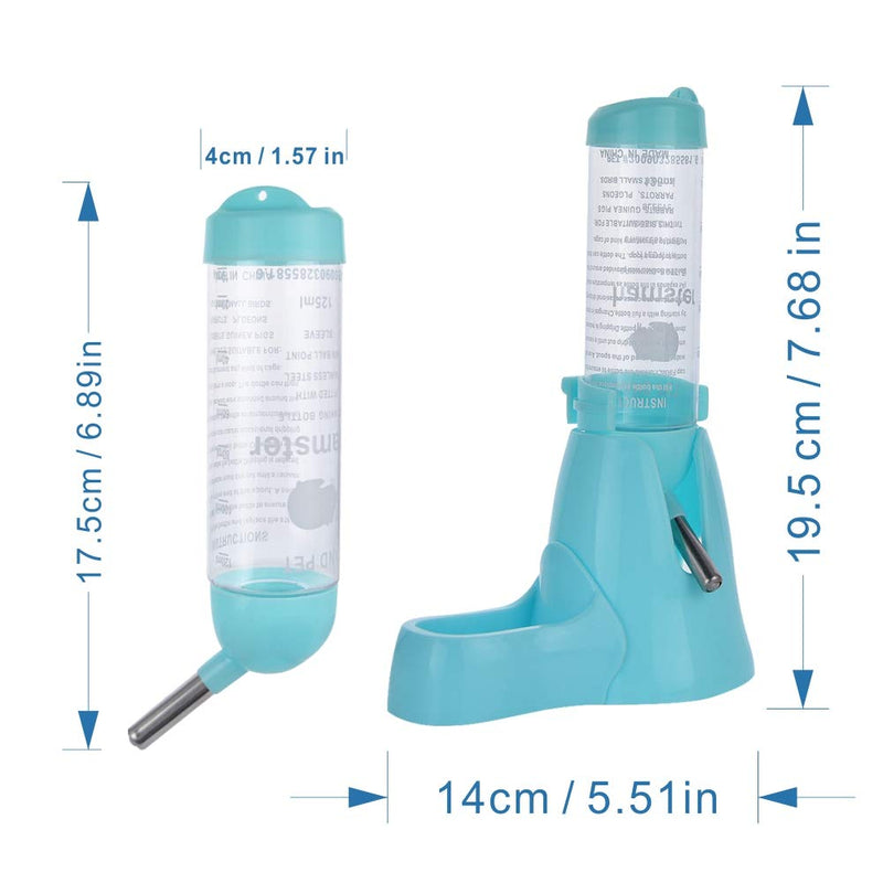 Guardians Hamster Water Bottle,Little Pet Automatic Drinking Bottle with Food Container Base Hut Hanging Water Feeding Bottles Auto Dispenser for Small Animals(125ml,Blue) 125ml Blue - BeesActive Australia