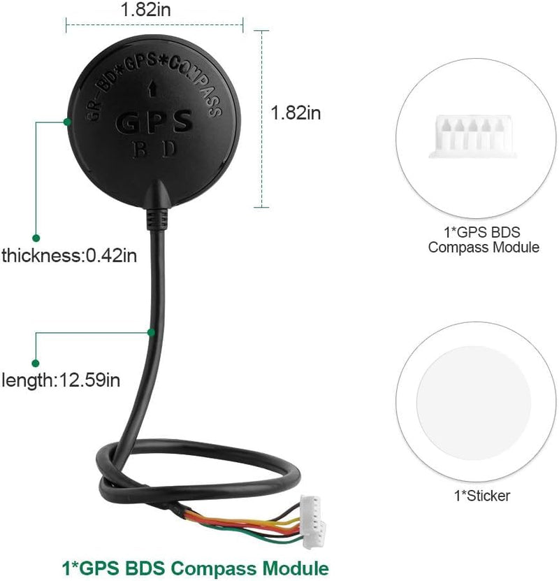 Deegoo-FPV GPS Compass Module+ NEO-M8N+ GPS BDS Module Precision APM Drone Control, GPS Receiver FPV Flight Control Pixhawk Navigation Module for APM PIX PX4, Compatible with APM Port I2C MWC - BeesActive Australia