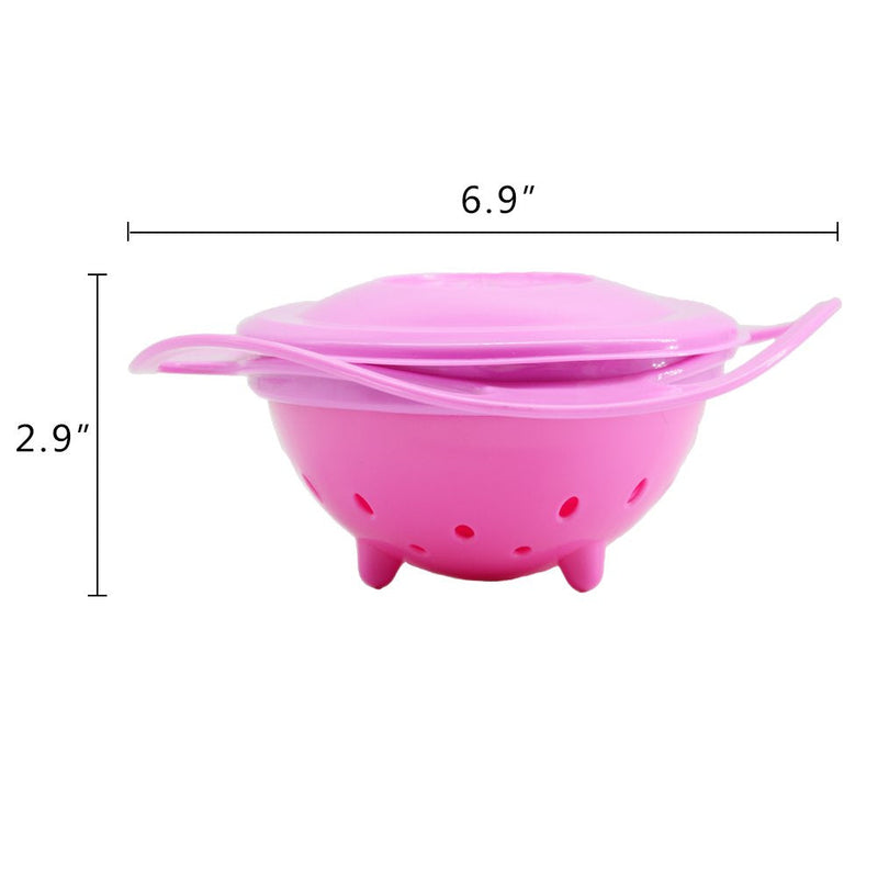 Ztl Gyro Bowl 360 Dgree Rotation Spill Resistant Gyroscopic Bowl with Lid Rose Red - BeesActive Australia