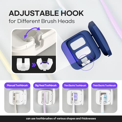HuBDIC HubiCare Toothbrush Case Set, Toothbrush Covers with Holder, Rechargeable Travel Home Toothbrush And Holder, Cleaner Case for All Electric And Manual Toothbrushes (3 Color Set) 3 Color Set