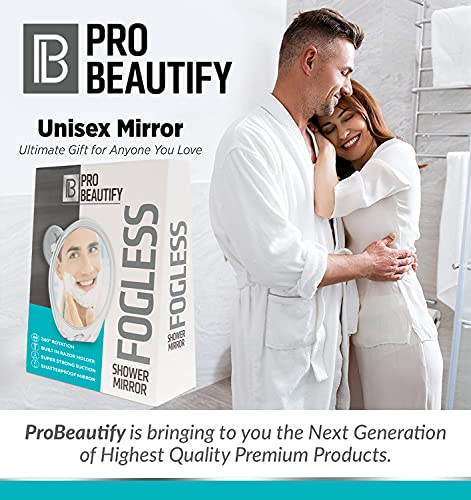 Fogless Shower Mirror for Shaving - Strong Suction, Razor Holder & 360 Degree Rotation Shower Shaving Mirror - Fog Free Mirror for Shower & Shaving Mirror - Men & Women 1x Shower Mirror - Clear