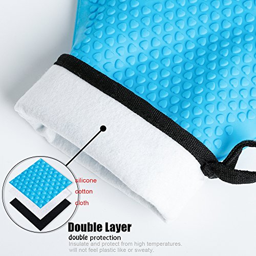 Silicone Oven Mitts Gloves - Heat Resistant, Non-Slip for BBQ, Grilling Blue One Size Fits Most