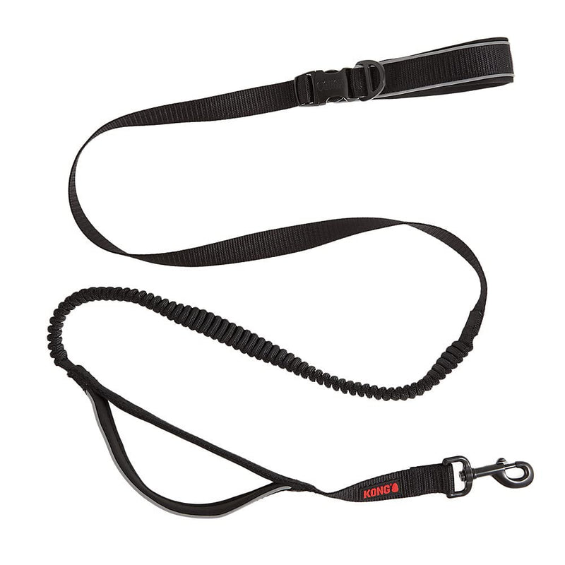 KONG Reflective Shock Absorbing Hands-Free Bungee Dog Leash 6' (Black)