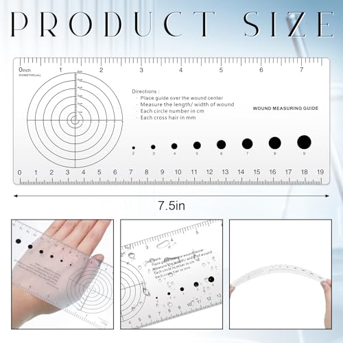 Geiserailie 4 Pcs Medical Ruler with Wound Measuring and Pupil for Nurses