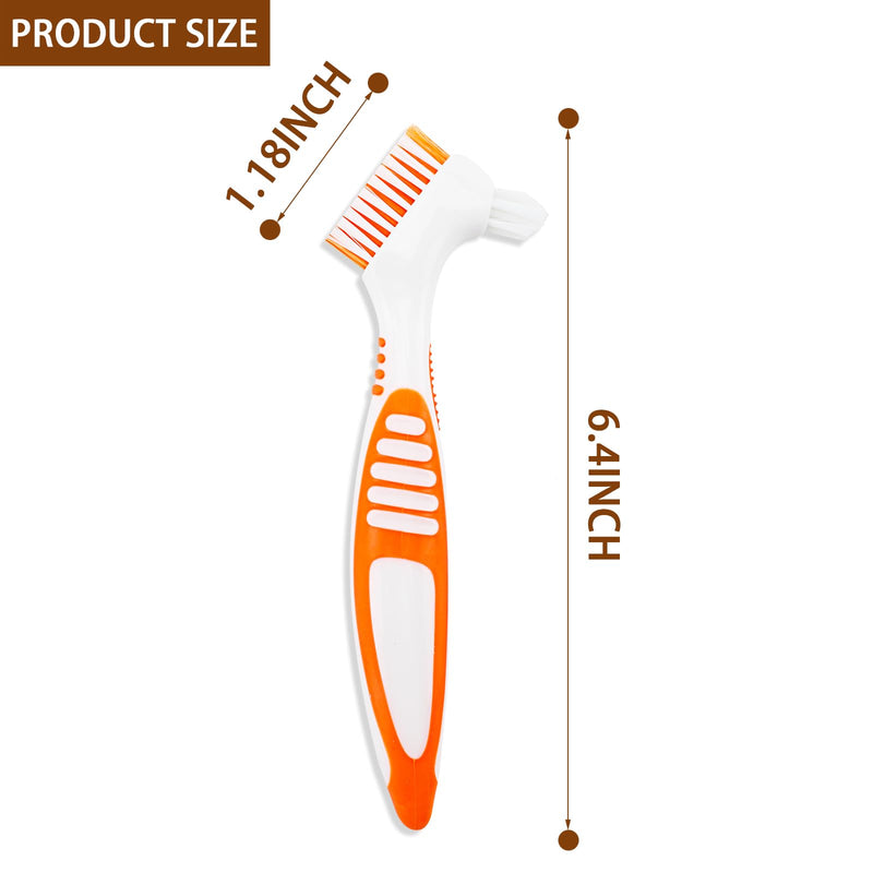4PCS Premium Denture Cleaning Brush Toothbrush, Multi-Layered Bristles Portable Toothbrush Double Sided Brush for Denture Care (Blue, Purple, Green, Orange) - BeesActive Australia
