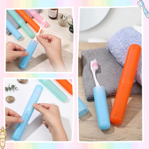 Boao 30 Pcs Toothbrush Holder Case Portable Travel for Kids,Vivid Color pink, blue, green, orange, white, yellow