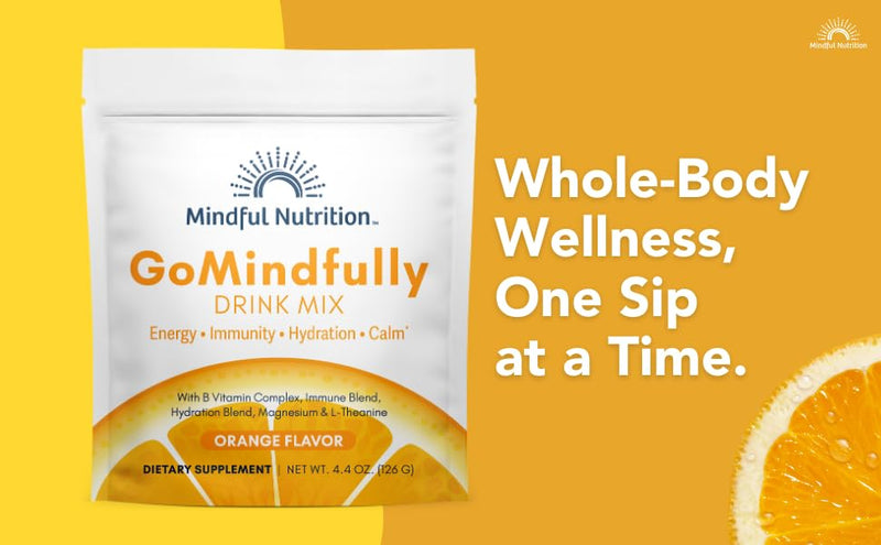 GoMindfully Orange Super Calm Magnesium Powder Drink Mix for Hydration, Recovery, Immunity and Energy with Trace Minerals, Essential Vitamins, L-Theanine and B Vitamin Complex 4.4 Ounce (Pack of 1)