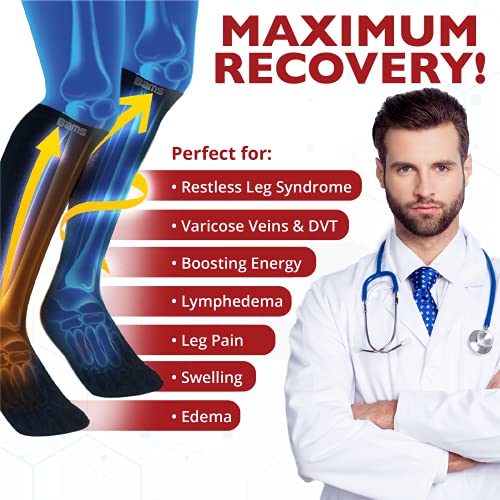 BAMS Plus Size Calf Compression Sleeve for Women & Men, Viscose from Bamboo Extra Wide Leg Support for Shin Splints, Leg Pain Relief and Support, Swelling, Travel (Calf Black, XXL) XX-Large