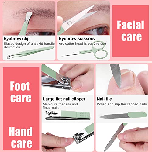 Nail Clipper Set Manicure Set Men Accessories Personal Nail Care Tools Nail Clippers Aceoce Travel Grooming Kit Manicure PedicureTools Kit Personal Care Set Nail kit Set Gift for Men Fathers Parents Mint Green