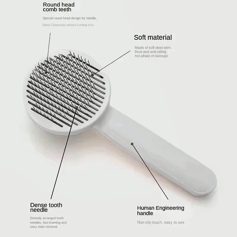 Versatile Pet Grooming Brush - Gently Removes Loose Undercoat, Suitable for Cats and Dogs, Ideal for Massage (Gray) Gray
