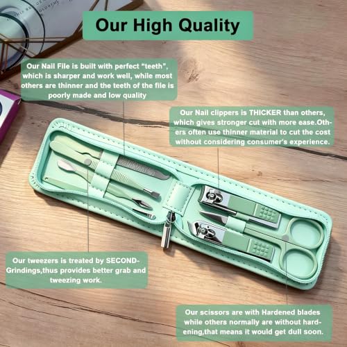 7 Pcs Manicure Set Stainless Steel Nail Clippers Kit, Nail Care Beauty Tools Set Christmas Stocking Stuffers, Christmas Gifts for Men and Women Travel Grooming Kit With Zipper Leather Case