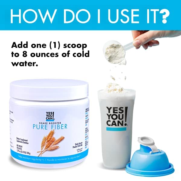 Yes You Can! Meal Replacement Shake, Pure Fiber, 20g Protein, 15 Servings | 20g protein, 4g fiber, 21 vitamins & minerals, 0g added sugar, all-in-one nutrition 30 Servings (1 Pack)