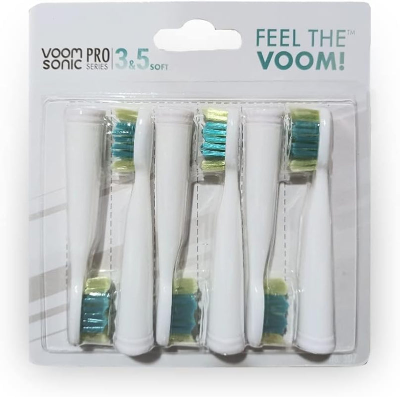 Voom Sonic – Pro 3/Pro 5 Replacement Heads | Pack of 6 Replacement Brushes | Advanced Bristle Technology| Soft DuPont Nylon Bristles | Oral Care 6 Count (Pack of 1)