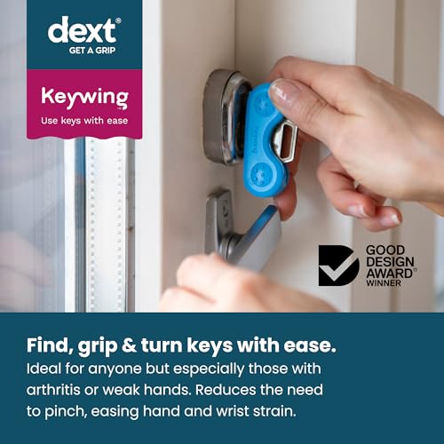 Dext - Keywing Key Turner Aid for People with Arthritis, Parkinson’s, and More, Comfortable and Secure Grip for Weak Hands, Lightweight, Durable, Click-On Design, Suitable for Flat Keys (Multipack, 3)