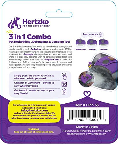 Hertzko Dog Brush 3 in 1 Pet Deshedding, Detangling, and Combing Tool - Removes Loose Undercoat, Mats, and Tangled Hair - Great for Travel! Compact Brush for Dogs, Cats, Horses and Small Animals - BeesActive Australia
