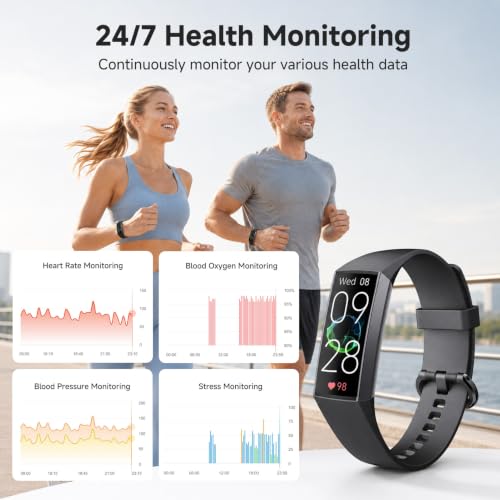 KPEP Fitness Tracker with 24/7 Heart Rate/SpO2/Blood Pressure/Sleep Monitor Gray