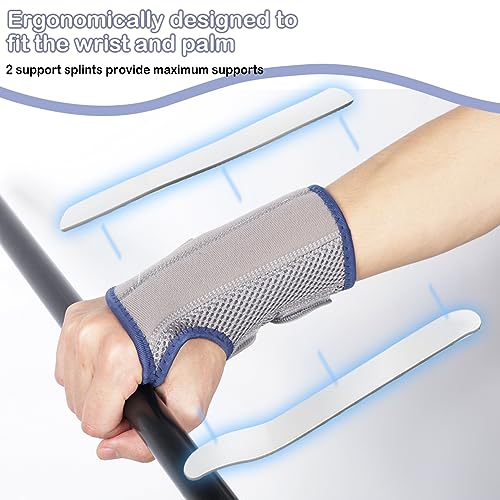 NuCamper Wrist Brace for Carpal Tunnel Relief, Adjustable Wrist Support Splint Hand Brace for Men Women, Wrist Stabilizer Night Support for Pain Relief,Tendinitis,Arthritis(Right and Left Hands, L/XL) Gray/Navy-Left&Right Hand（Pack of 2）