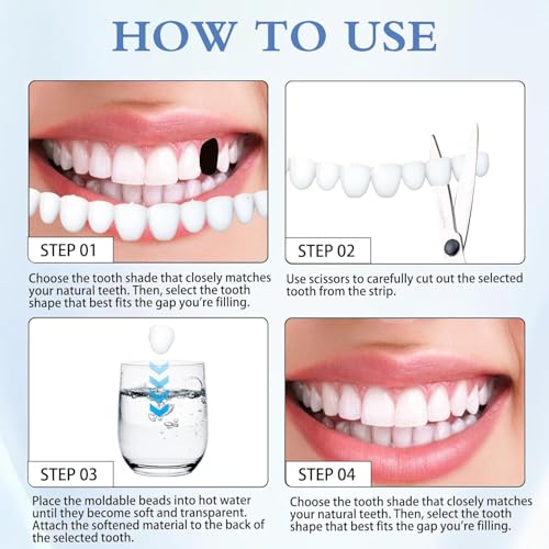 Tooth Repair Kit 12PCS, Temporary Natural Shade for Filling Broken Tooth