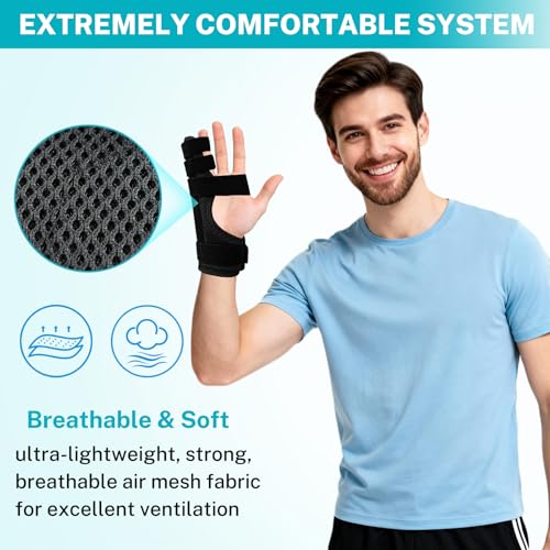 Pinky Finger Splint - Metacarpal Splint - 4th & 5th Finger Brace Black
