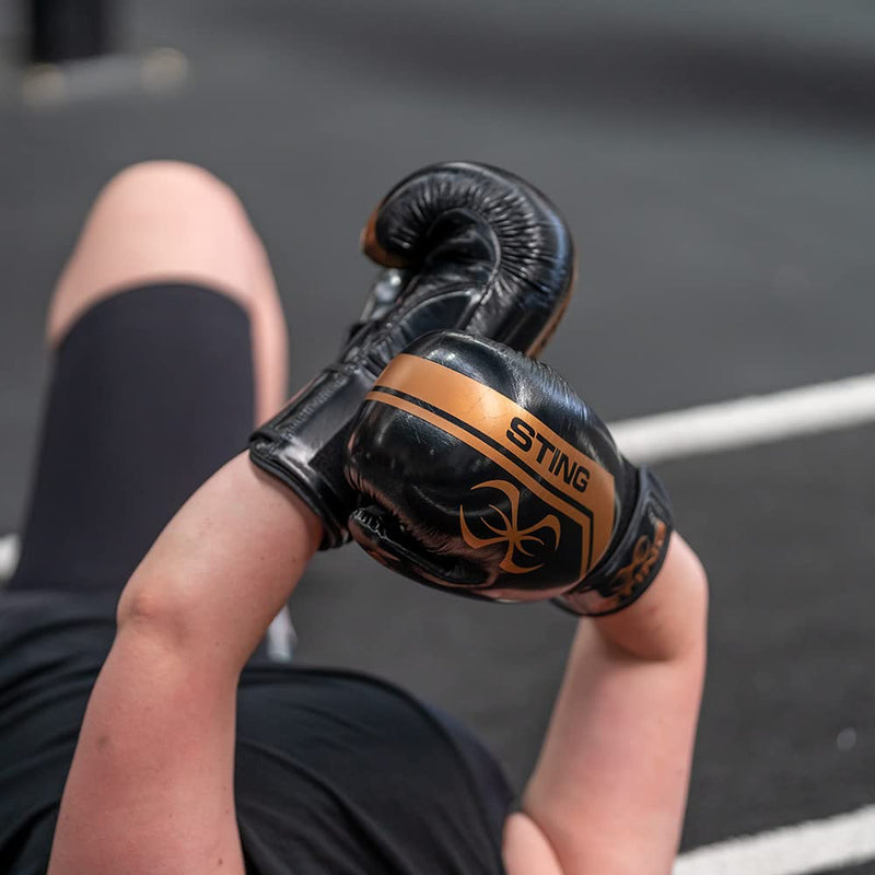 STING Armalite Boxing Gloves - Pro-Grade Tech Gear with Hi Flow Core - Ideal for Boxing, MMA & Muay Thai -10 Oz, Black/Silver - Men & Women - BeesActive Australia