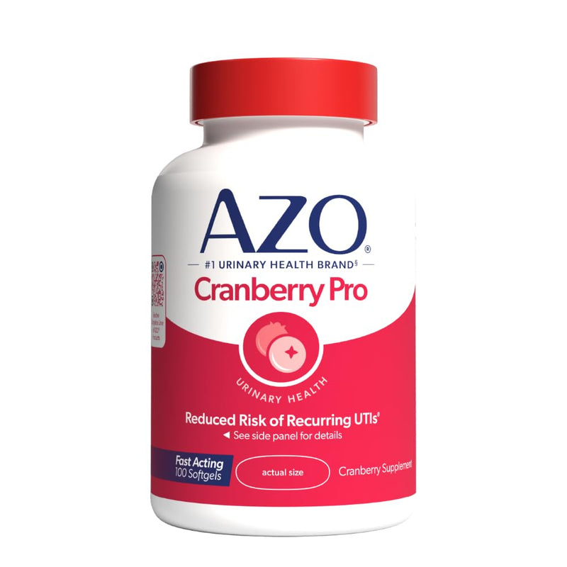 AZO Cranberry Pro, Cranberry Pills for Women & Men, 600mg Pacran, Made with Concentrated Whole Fruit Cranberry Powder to Help Cleanse and Protect The Urinary Tract*, Sugar Free, Non-GMO, 100 Softgels 100 Count (Pack of 1)