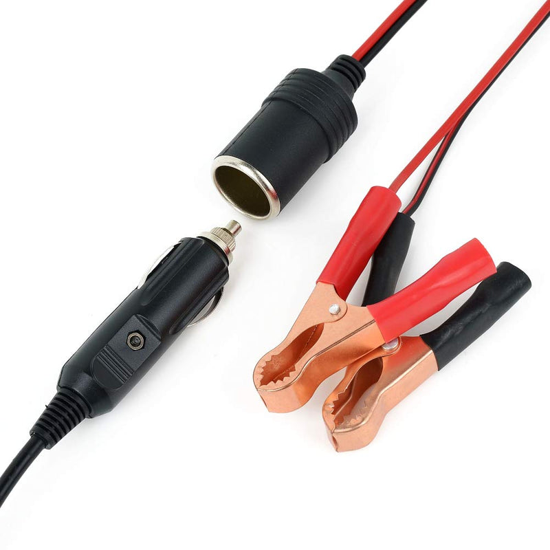 OBD II Vehicle ECU Emergency Power Supply Cable Car Diagnostic Cable Memory Saver (3 Meter) with Alligator Clip-On 12V Car Battery Cigarette Lighter Power Extension Socket