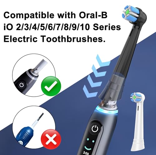 IO Toothbrush Replacement Head, Fit Oral B IO Series 2 Electric Toothbrushe 6white+6black 12PCS