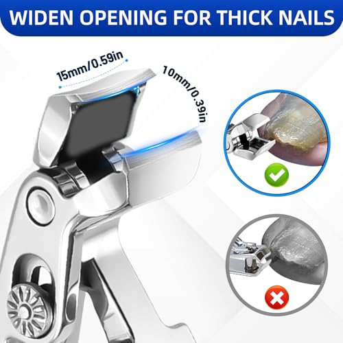 Thick Toenail Clippers for Seniors, Professional Edgy Nail Clippers for Men, Heavy Duty Large Finger Nail Clippers Adult, Angled Head Nail Clippers Cutters with Long Handle (4PCS Nail Clippers Set) 4PCS Nail Clippers Set