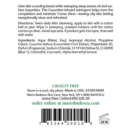 Mario Badescu Cucumber Cleansing Lotion for Combination and Oily Skin| Facial Toner that Cools and Clarifies |Formulated with Cucumber Extract 16 Fl Oz (Pack of 1)