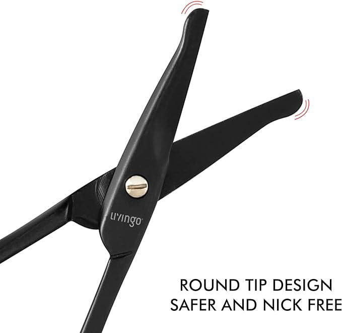 LIVINGO Nose Hair Scissors, Round Safety Scissors, Nose Hair Scissors, Premium Stainless Steel, Curved Edge, Round End, Eyebrow Scissors, Titanium Coating, Makeup for Men and Women (Black) with -  Australia