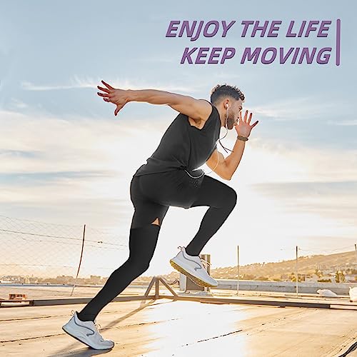 Ktinnead 20-30mmHg Thigh High Compression Socks for Women Men, Footless Beige X-Large