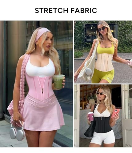 Nebility Waist Trainer for Women Corset Shapewear Tummy Control Faja Body Shaper Waist Cincher with Adjustable Strap X-Large Black