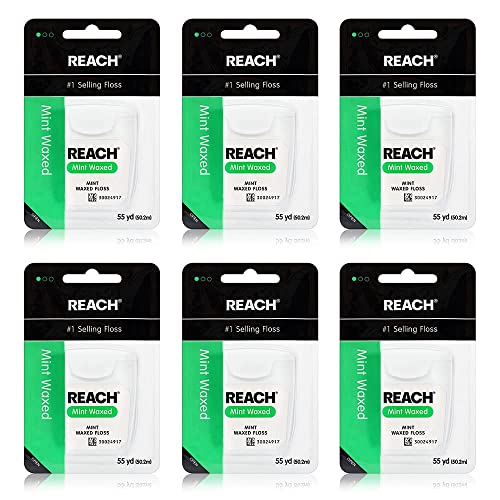 Reach Waxed Dental Floss Bundle with Mint Flavored 200 YD, 6pk and 55 YD, 6pk
