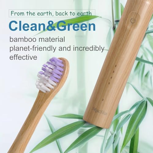 Bamboo Brush Heads for MgcSto Ultrasonic Electric Toothbrush 8 Pack Heads 100% Natural Bamboo Base