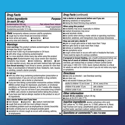 Amazon Basics Nighttime Cold and Flu Medicine, Maximum Strength, Original Flavor Liquid, Multi-Symptom Relief, 12 fl oz (Pack of 1) (Previously Care)